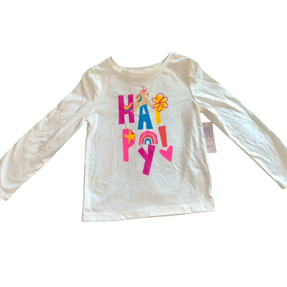 NEW! w/tags 360 kids Girls Happy Shirt size 4